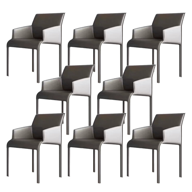 Matte Finish Solid Back Chair Faux Leather Modern Dining Chair