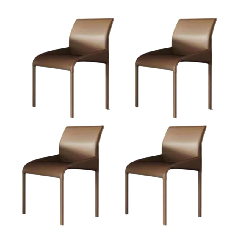 Matte Finish Solid Back Chair Faux Leather Modern Dining Chair