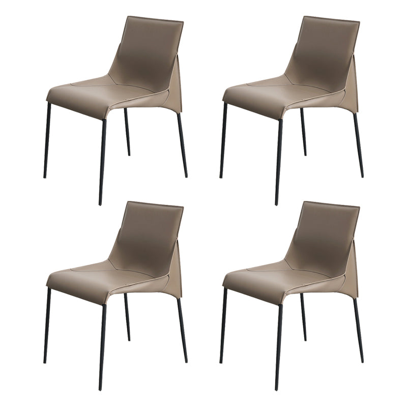Metal Modern Dining Chair with Solid Back Matte Finish Indoor Side Chair