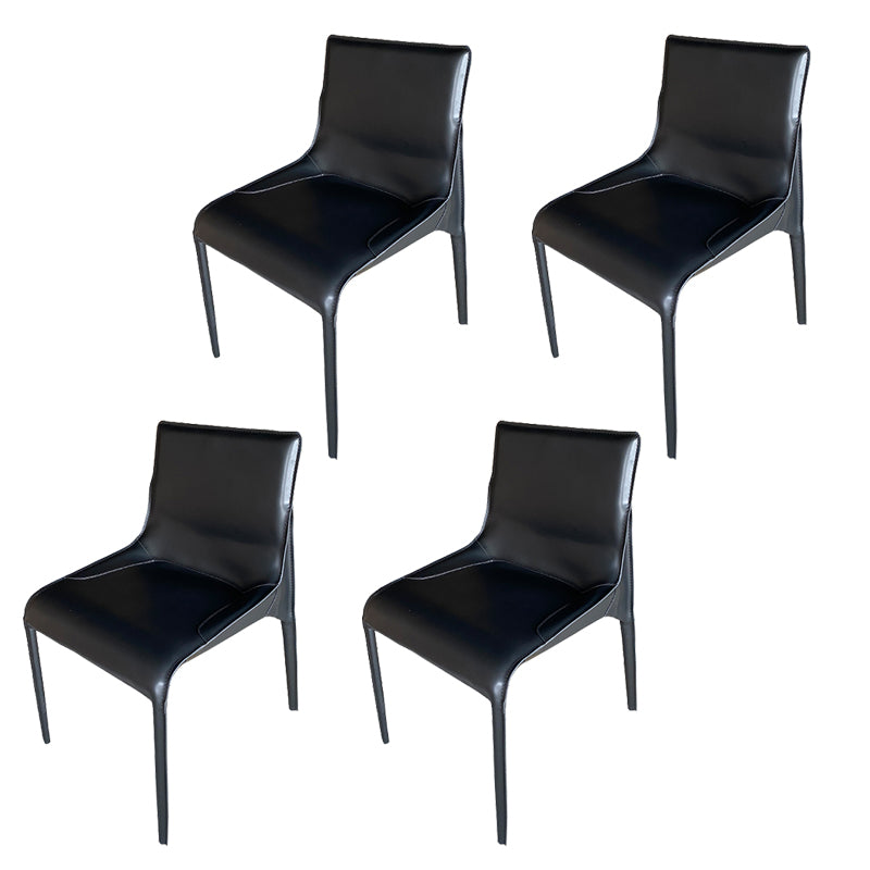 Metal Modern Dining Chair with Solid Back Matte Finish Indoor Side Chair
