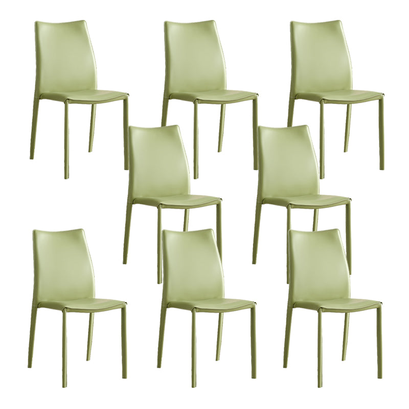 Faux Leather Upholstered Indoor Chair Matte Finish Solid Back Side Chair