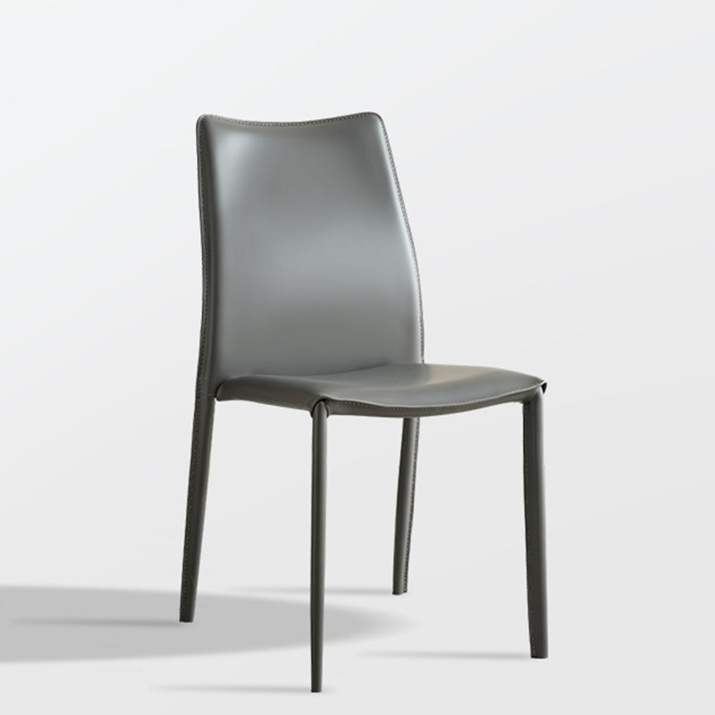 Faux Leather Upholstered Indoor Chair Matte Finish Solid Back Side Chair