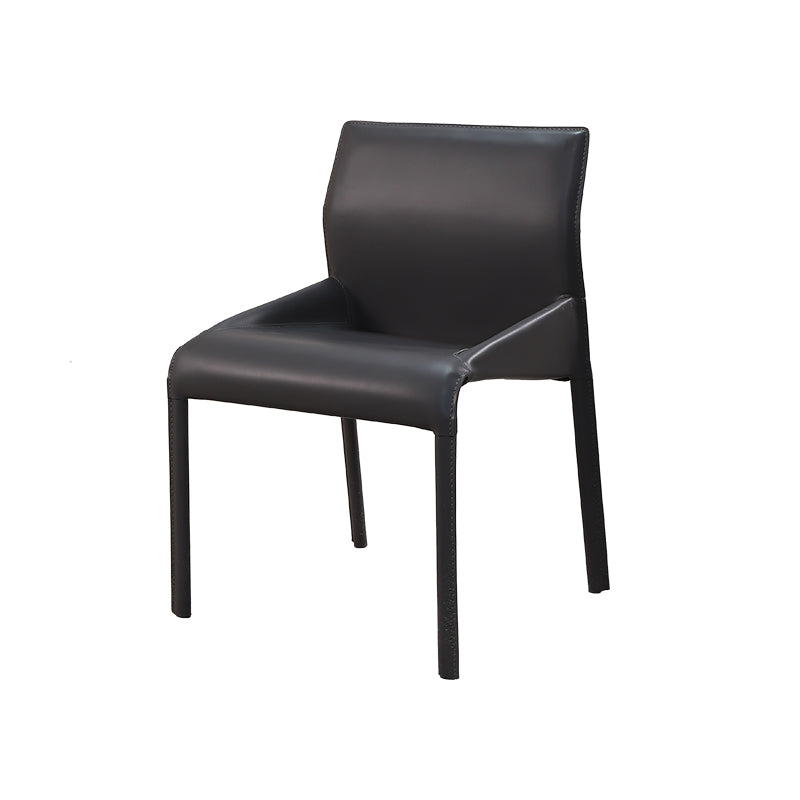 Faux Leather Modern Dining Chair Matte Finish Solid Back Indoor Chair