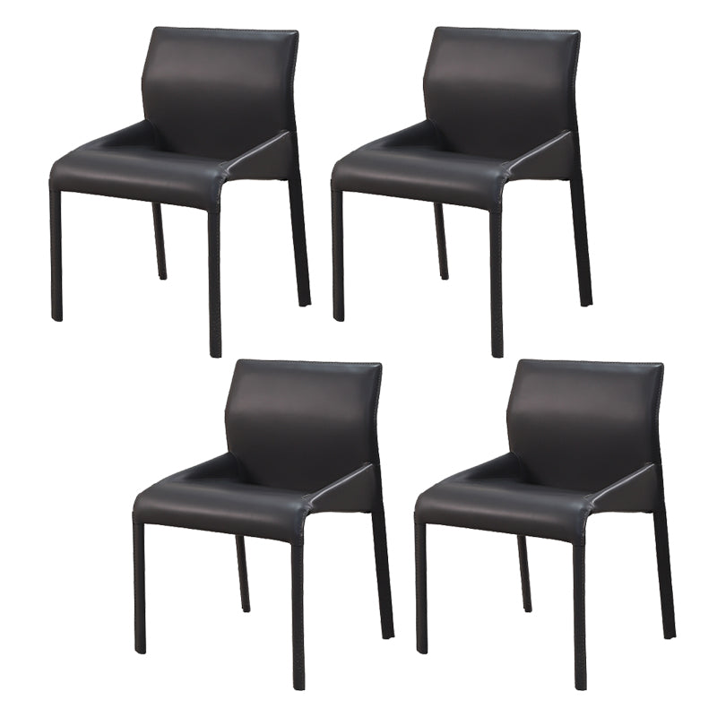 Faux Leather Modern Dining Chair Matte Finish Solid Back Indoor Chair