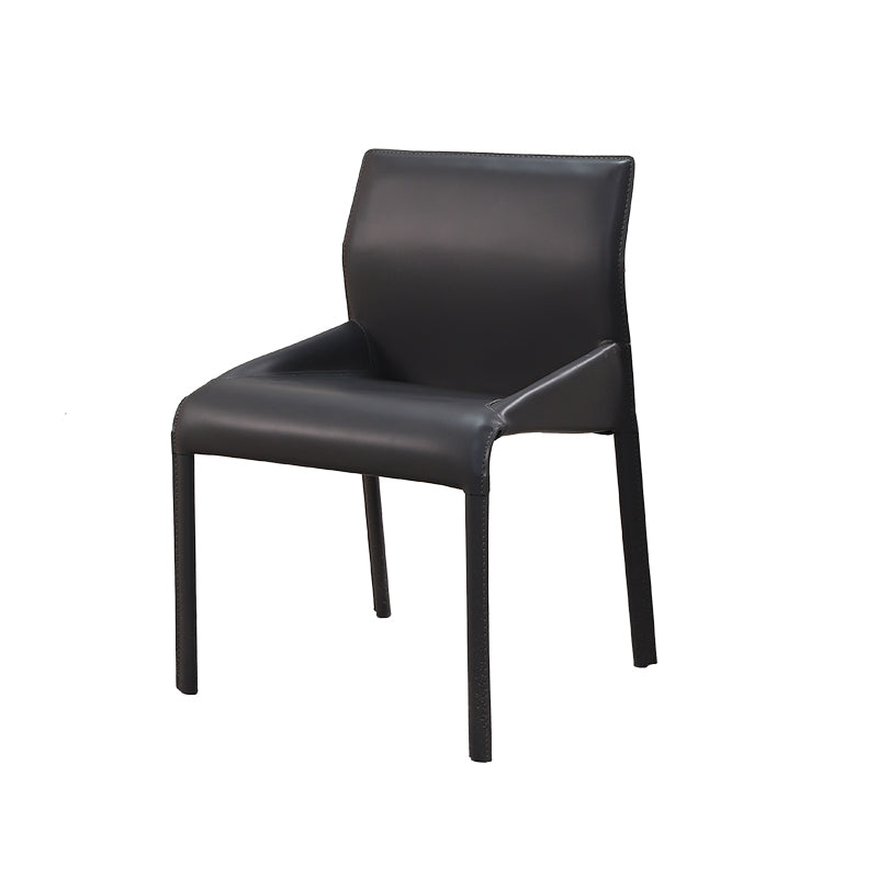 Faux Leather Modern Dining Chair Matte Finish Solid Back Indoor Chair