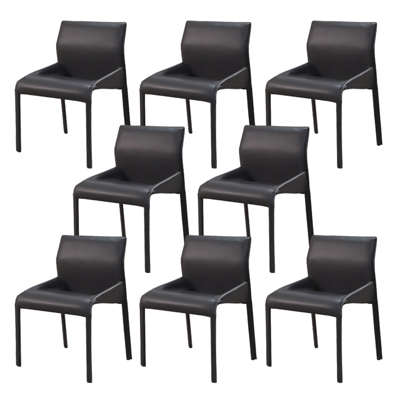 Faux Leather Modern Dining Chair Matte Finish Solid Back Indoor Chair