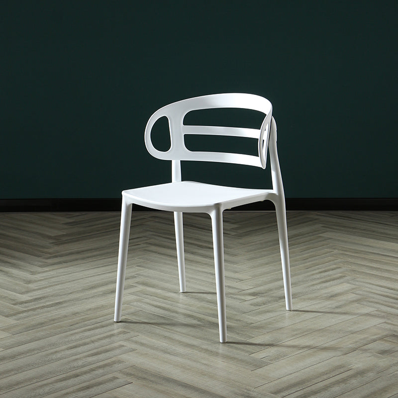 Scandinavian Arm Dining Chairs Plastic Low Back Dining Side Chair for Home