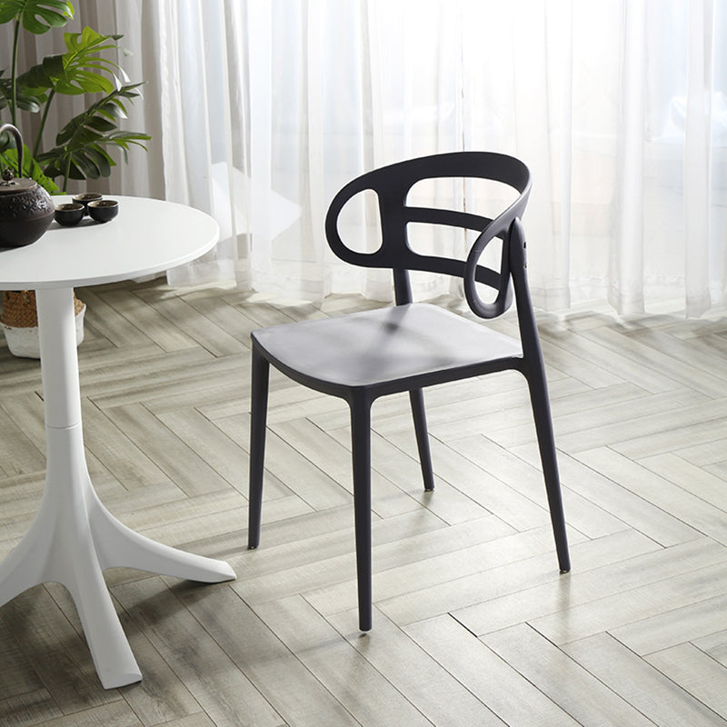 Scandinavian Arm Dining Chairs Plastic Low Back Dining Side Chair for Home