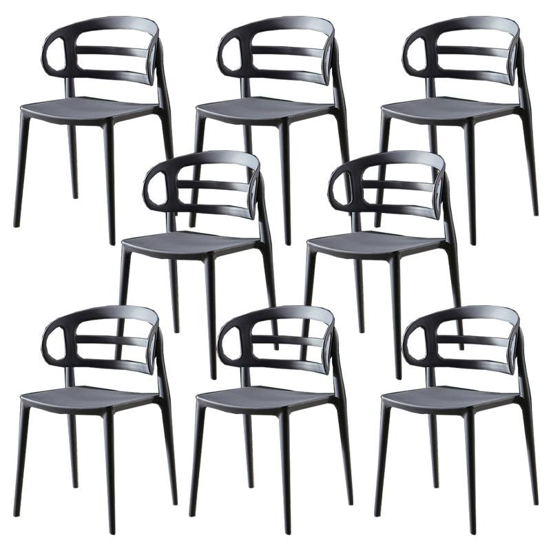 Scandinavian Arm Dining Chairs Plastic Low Back Dining Side Chair for Home