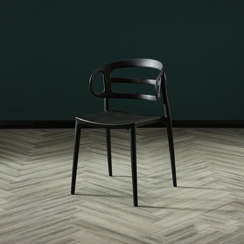 Scandinavian Arm Dining Chairs Plastic Low Back Dining Side Chair for Home