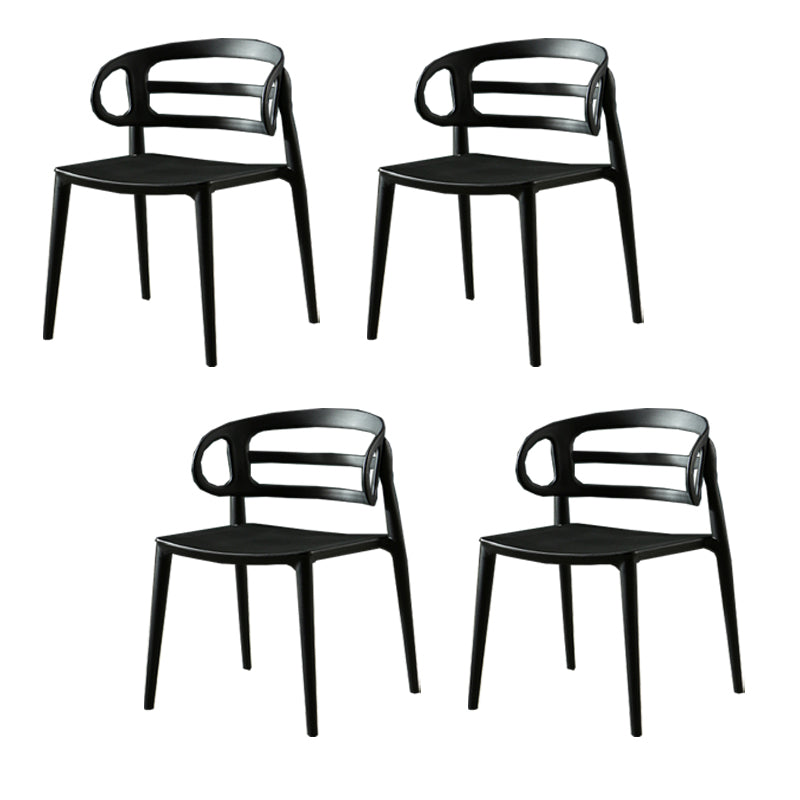 Scandinavian Arm Dining Chairs Plastic Low Back Dining Side Chair for Home