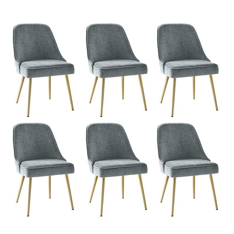 Gold Iron Legs Dining Chairs Glam Upholstered Low Back Side Chair