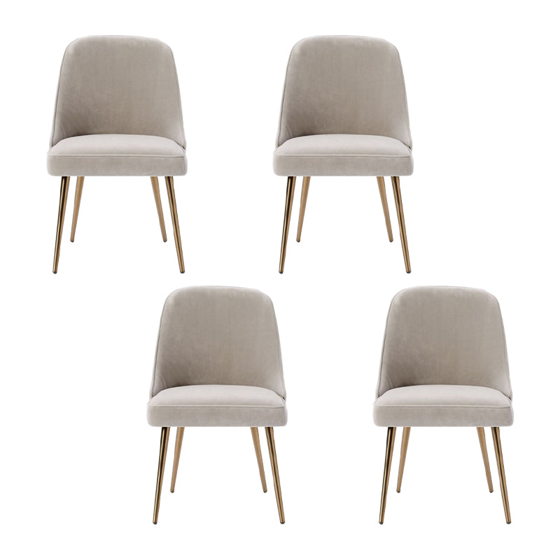 Gold Iron Legs Dining Chairs Glam Upholstered Low Back Side Chair