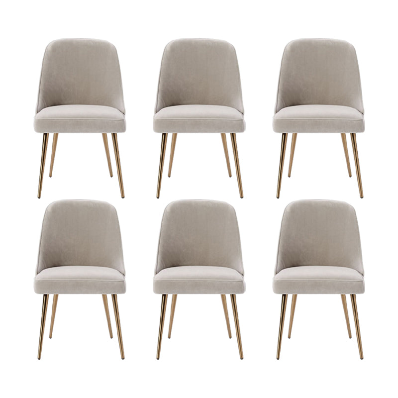 Gold Iron Legs Dining Chairs Glam Upholstered Low Back Side Chair