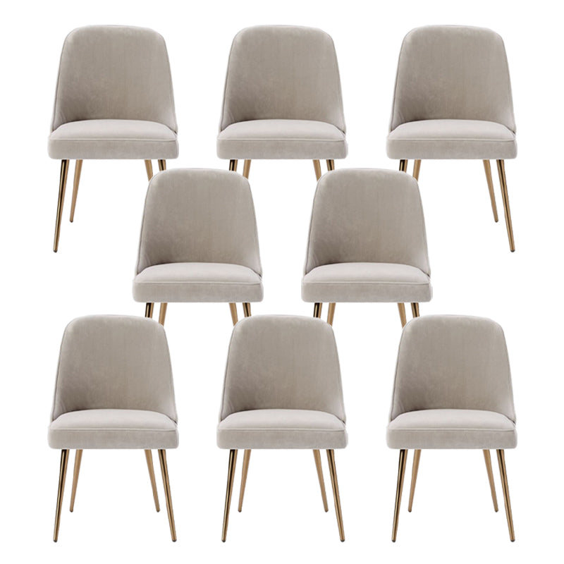 Gold Iron Legs Dining Chairs Glam Upholstered Low Back Side Chair