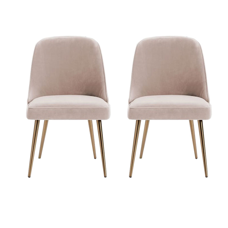 Gold Iron Legs Dining Chairs Glam Upholstered Low Back Side Chair