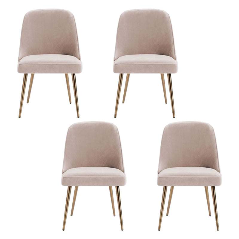 Gold Iron Legs Dining Chairs Glam Upholstered Low Back Side Chair