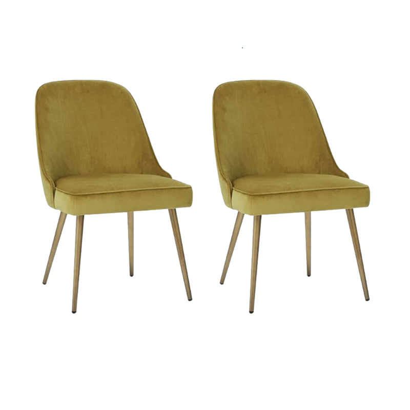 Gold Iron Legs Dining Chairs Glam Upholstered Low Back Side Chair