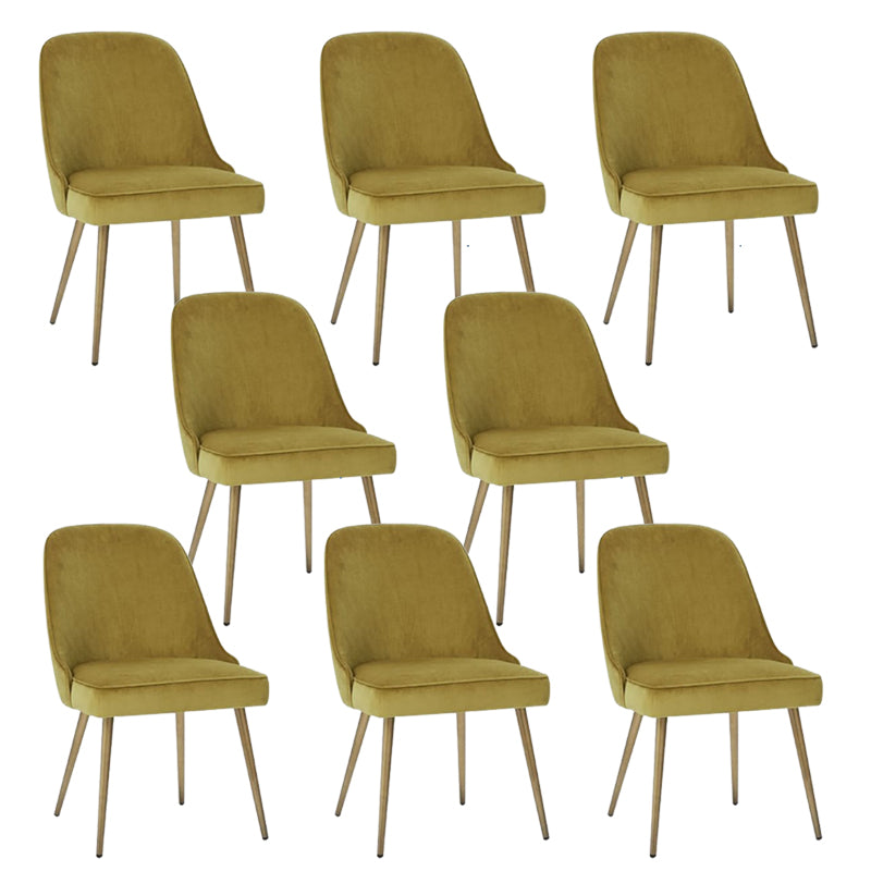 Gold Iron Legs Dining Chairs Glam Upholstered Low Back Side Chair