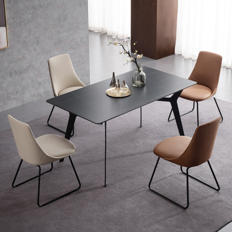 Brown and Beige Dining Chairs Contemporary Armless Dining Side Chair