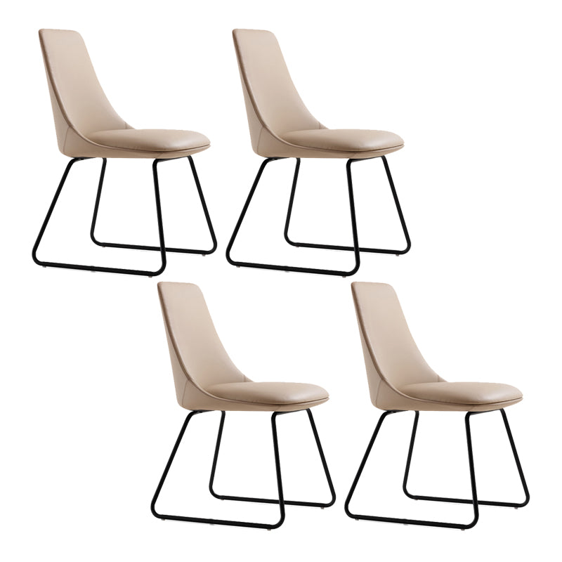 Brown and Beige Dining Chairs Contemporary Armless Dining Side Chair