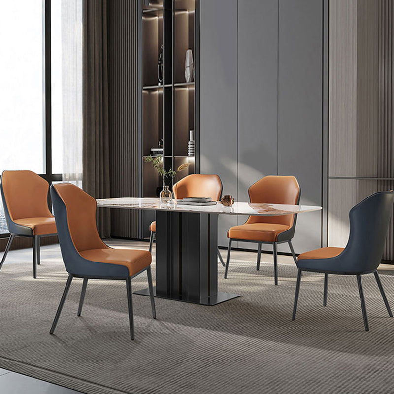 Contemporary Wingback Side Chair Faux Leather Armless Dining Chairs