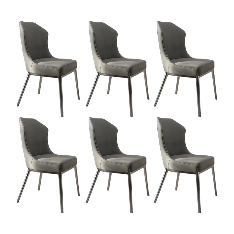 Contemporary Wingback Side Chair Faux Leather Armless Dining Chairs