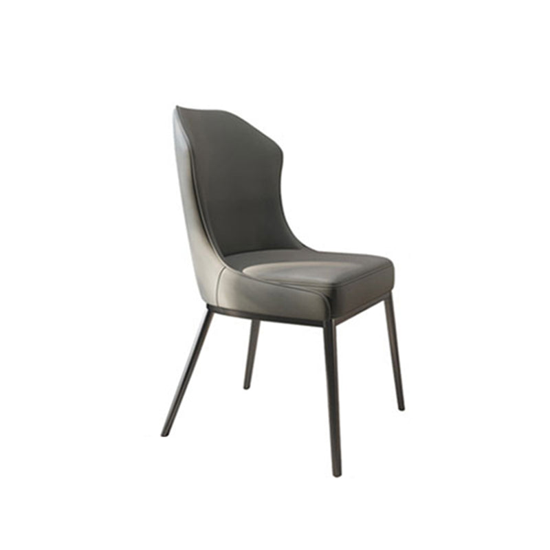 Contemporary Wingback Side Chair Faux Leather Armless Dining Chairs