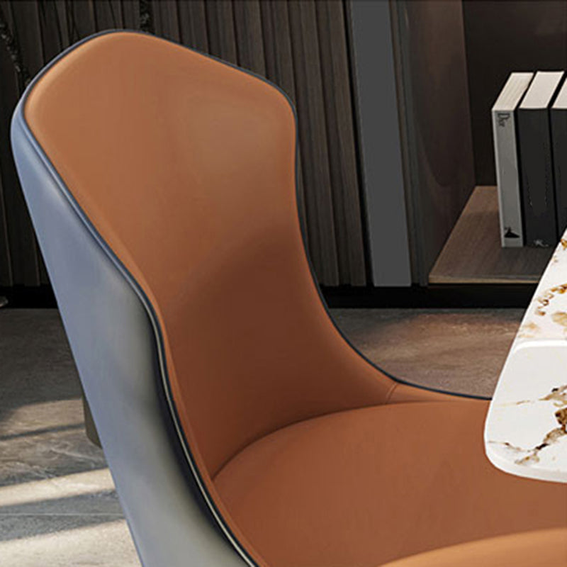 Contemporary Wingback Side Chair Faux Leather Armless Dining Chairs