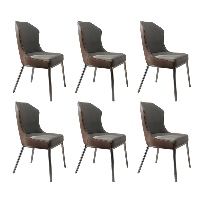 Contemporary Wingback Side Chair Faux Leather Armless Dining Chairs