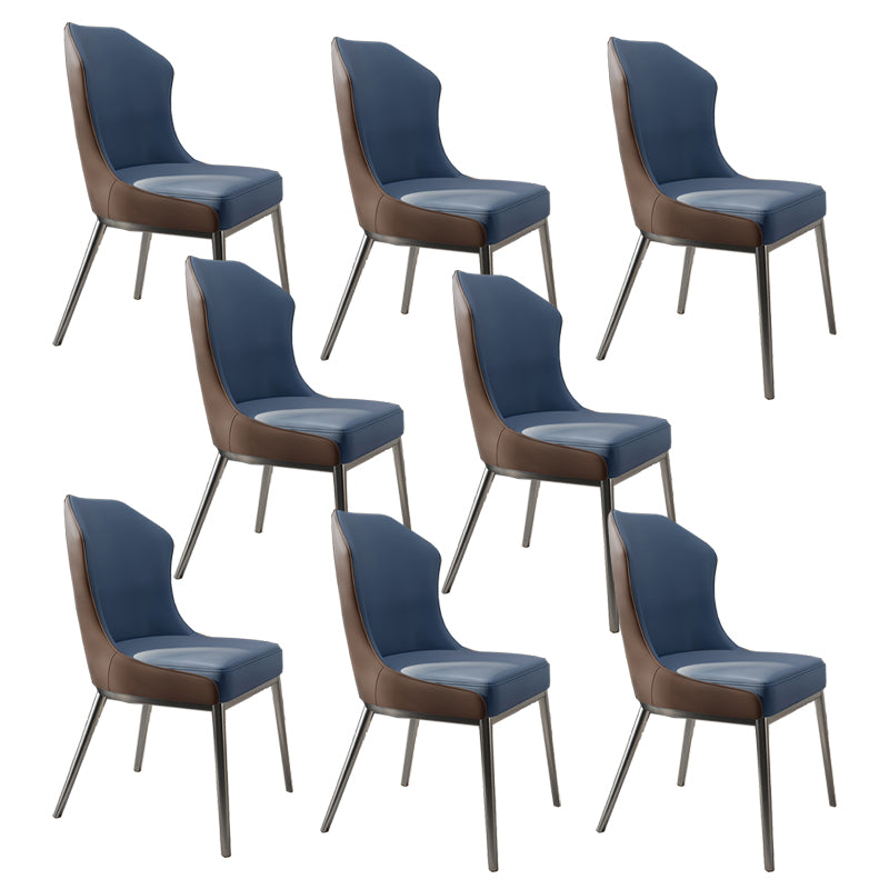 Contemporary Wingback Side Chair Faux Leather Armless Dining Chairs