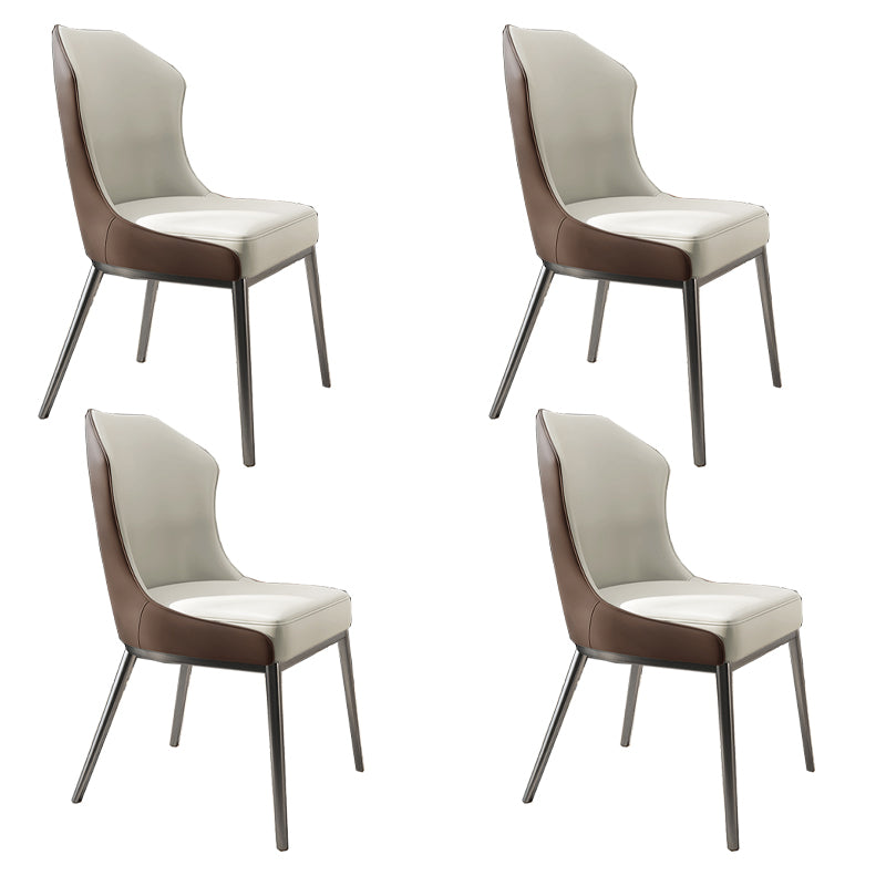 Contemporary Wingback Side Chair Faux Leather Armless Dining Chairs