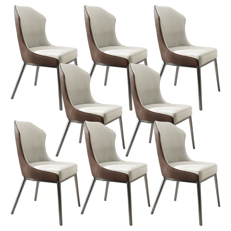 Contemporary Wingback Side Chair Faux Leather Armless Dining Chairs