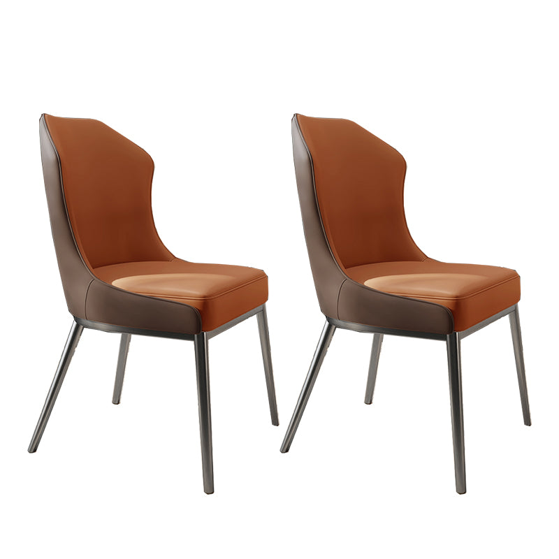 Contemporary Wingback Side Chair Faux Leather Armless Dining Chairs