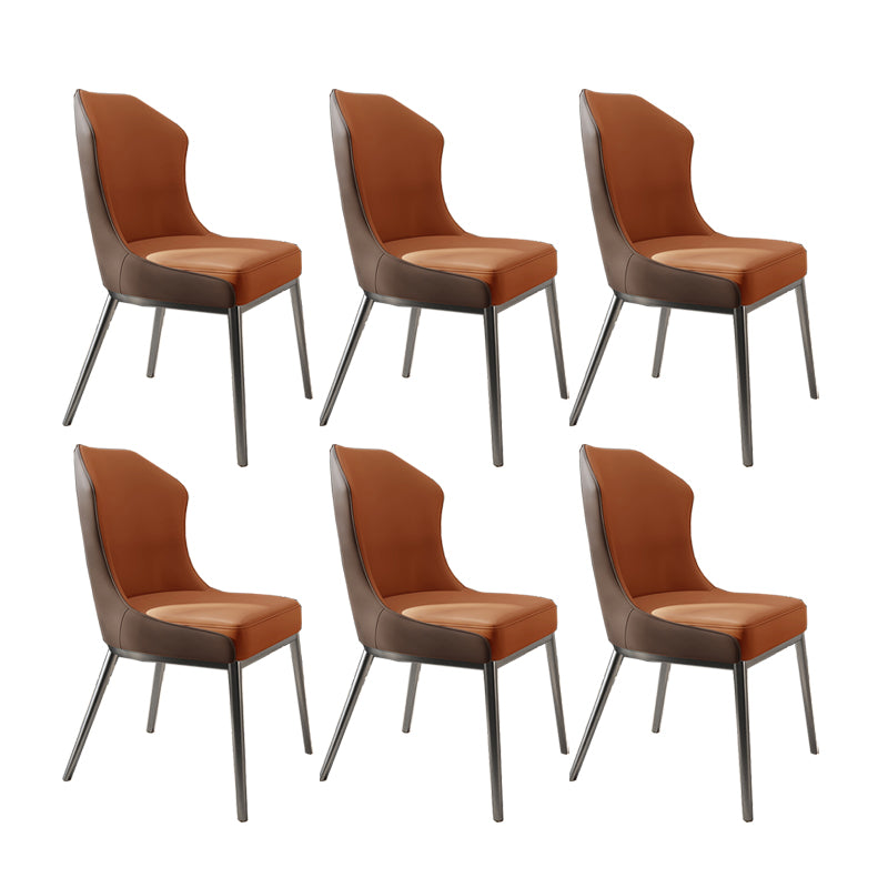 Contemporary Wingback Side Chair Faux Leather Armless Dining Chairs