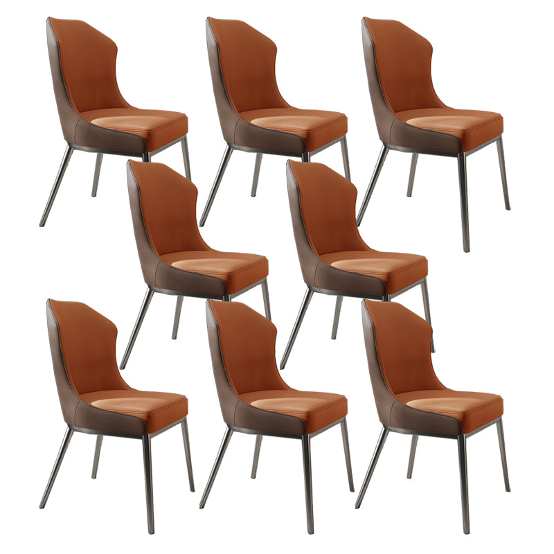 Contemporary Wingback Side Chair Faux Leather Armless Dining Chairs