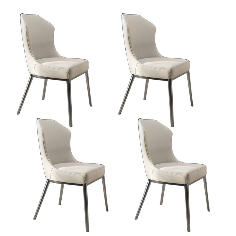 Contemporary Wingback Side Chair Faux Leather Armless Dining Chairs