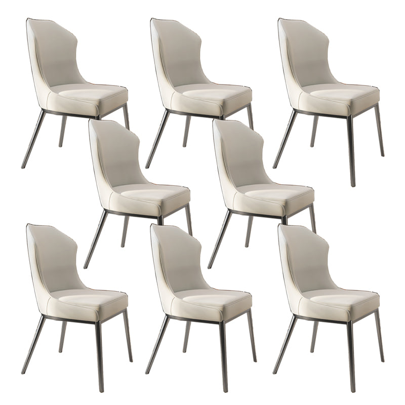 Contemporary Wingback Side Chair Faux Leather Armless Dining Chairs