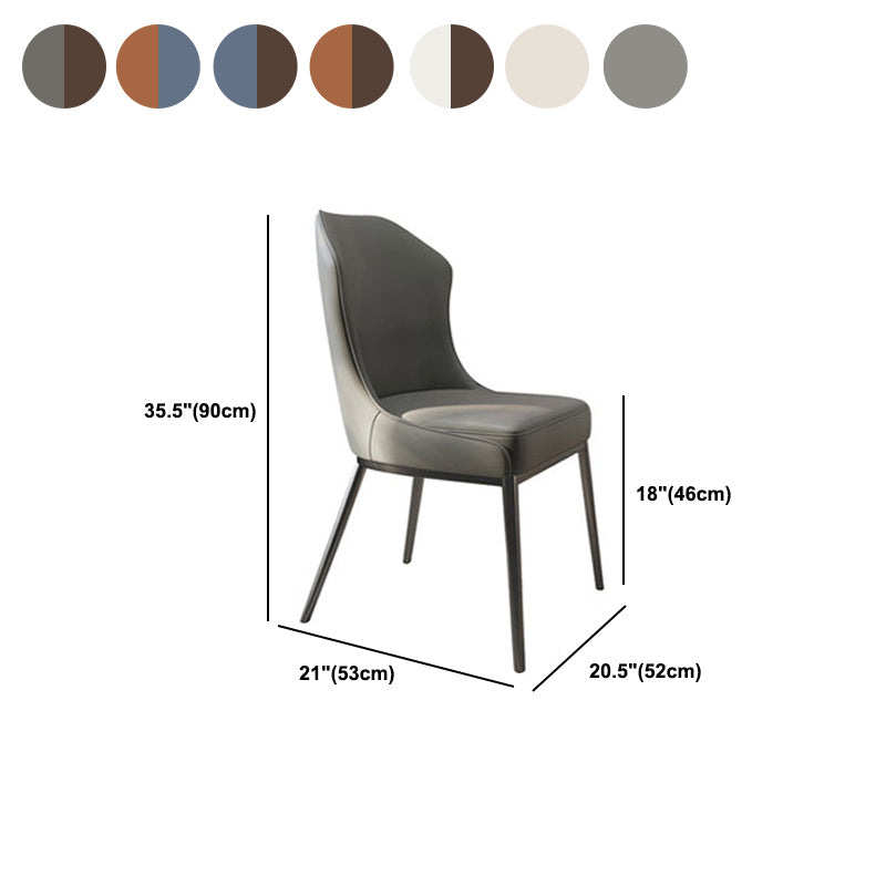 Contemporary Wingback Side Chair Faux Leather Armless Dining Chairs