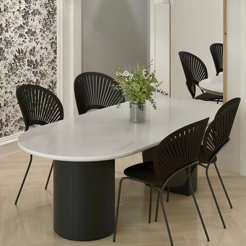 Oval Dining Room Table Modern Black Double Pedestal Dinner Table