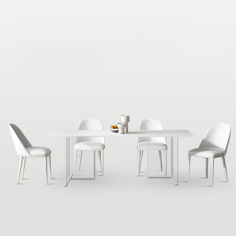 White Rectangle Dining Room Collection Modern Stone and Acrylic Table