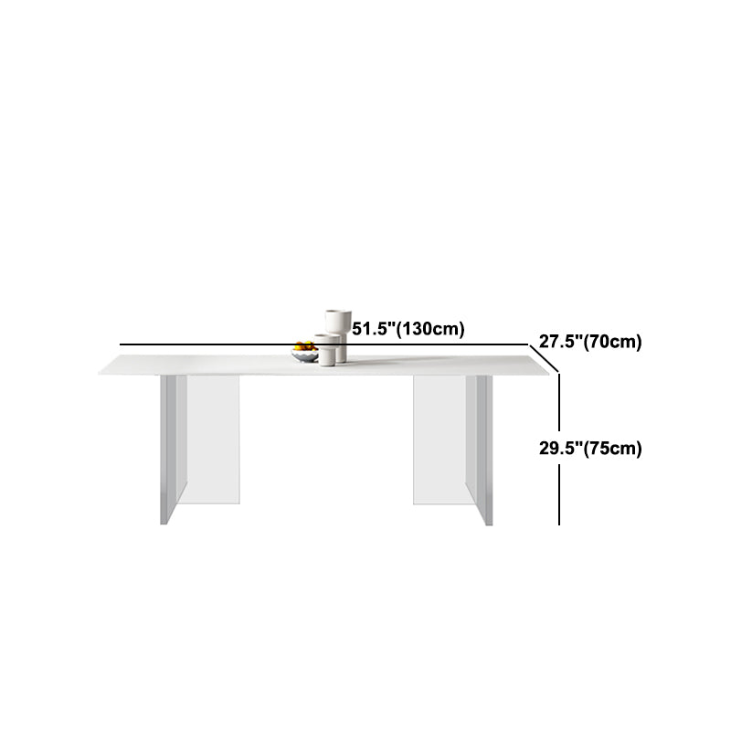 White Rectangle Dining Room Collection Modern Stone and Acrylic Table