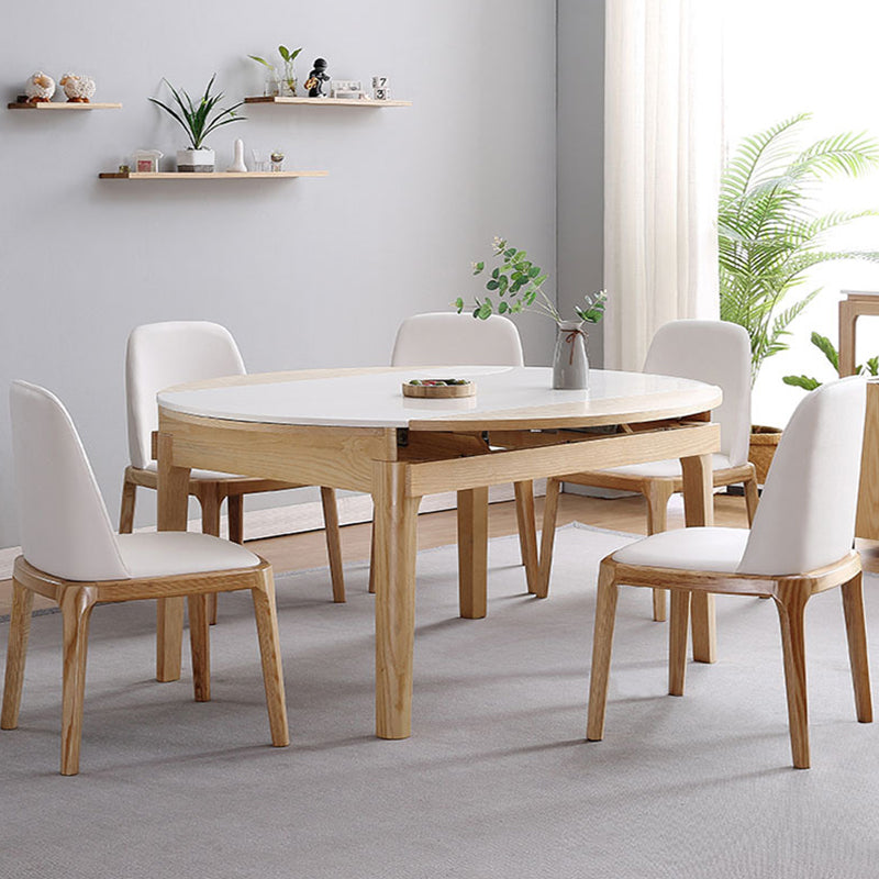 Modern Extendable Furniture Round White Sintered Stone Dining Table with 4 Legs