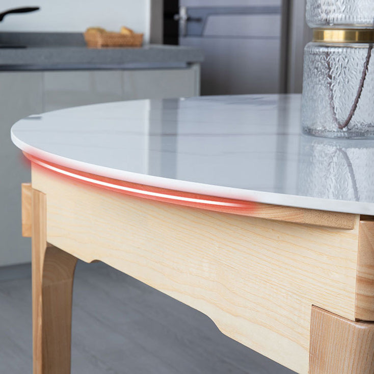 Modern Extendable Furniture Round White Sintered Stone Dining Table with 4 Legs