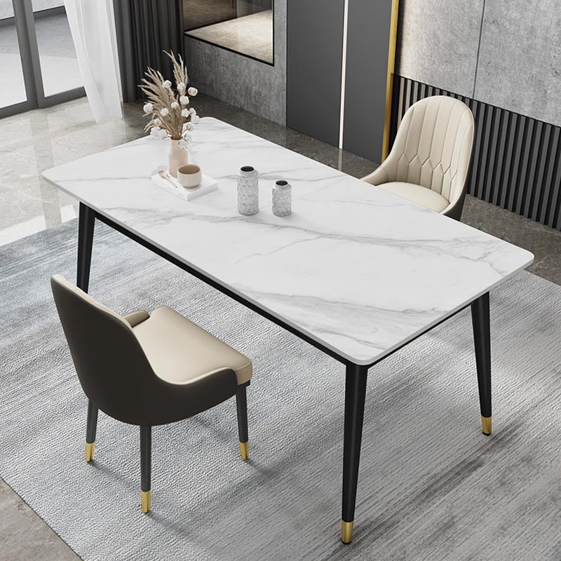 4-foot Metal Table Rectangle Stone Top Traditional Luxury Dining Site Table