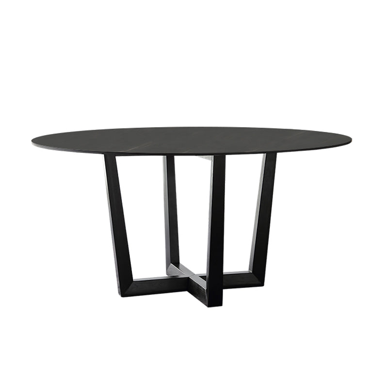 Round Dining Table Modern Sintered Top Stone Dining Table in Black