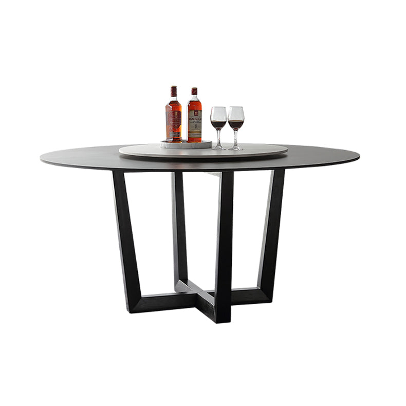 Round Dining Table Modern Sintered Top Stone Dining Table in Black