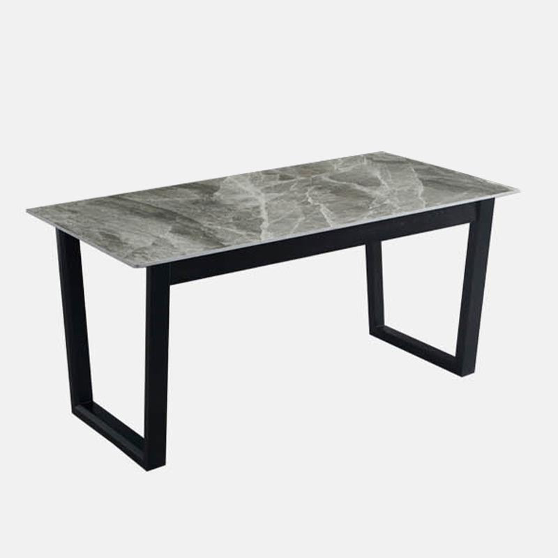 Modern Sled Dining Table Grey Stone Rectangle Home Kitchen Dinner Furniture