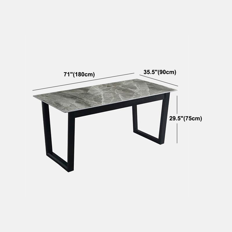 Modern Sled Dining Table Grey Stone Rectangle Home Kitchen Dinner Furniture