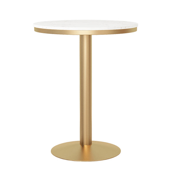 Metal Traditional Luxury Round Table White Stone Top Table with Pedestal Base